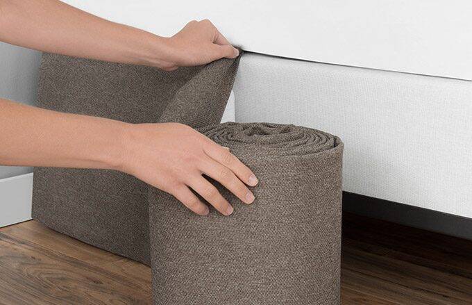 A photo showing the simple process of installing a Circa Bed Wrap