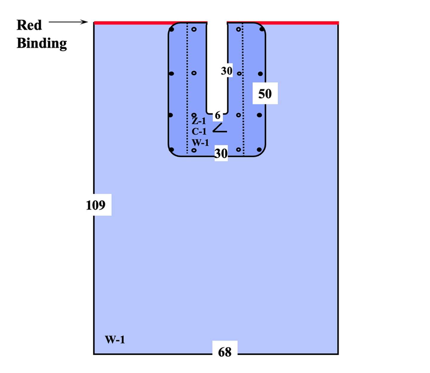 Our Surgical U Drapes are reusable and designed to function as part of a universal two drape system for a wide variety of procedures including abdominal, back, and knee. Image shows a flat drawing of a surgical U drape.