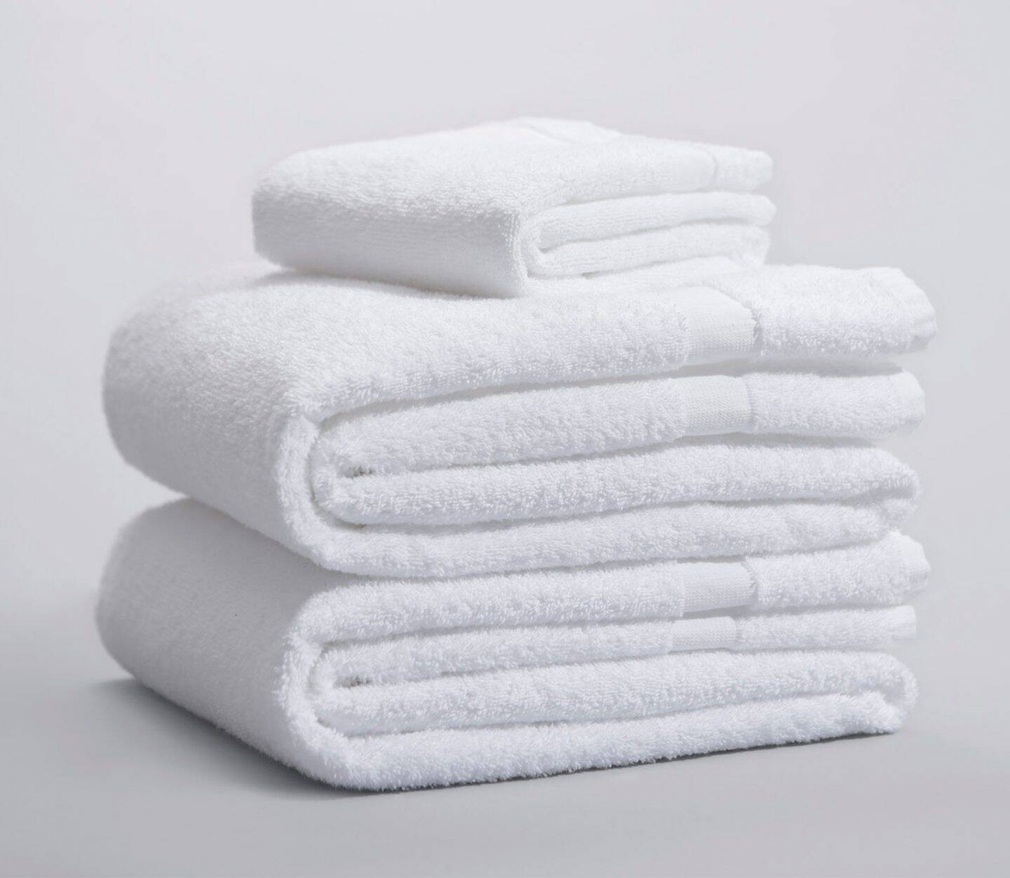 This is a stack of Classic Room Ready for You pre-washed towels. These are affordable hotel towels.