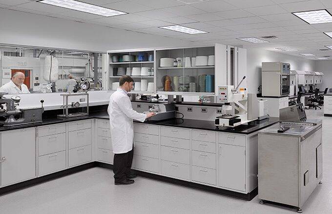 lab technicians testing standard textile core products