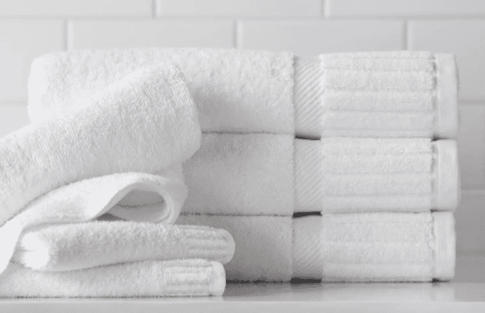 A stack of 100% cotton towels.